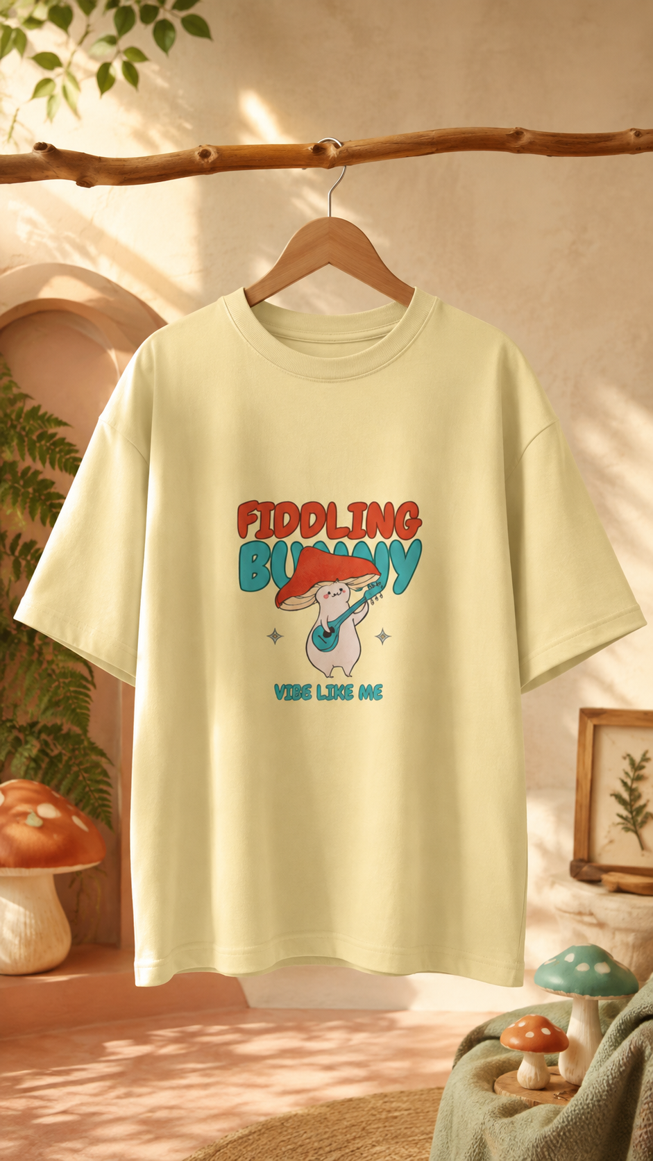 Fiddling Bunny – Men’s Oversized T-Shirt