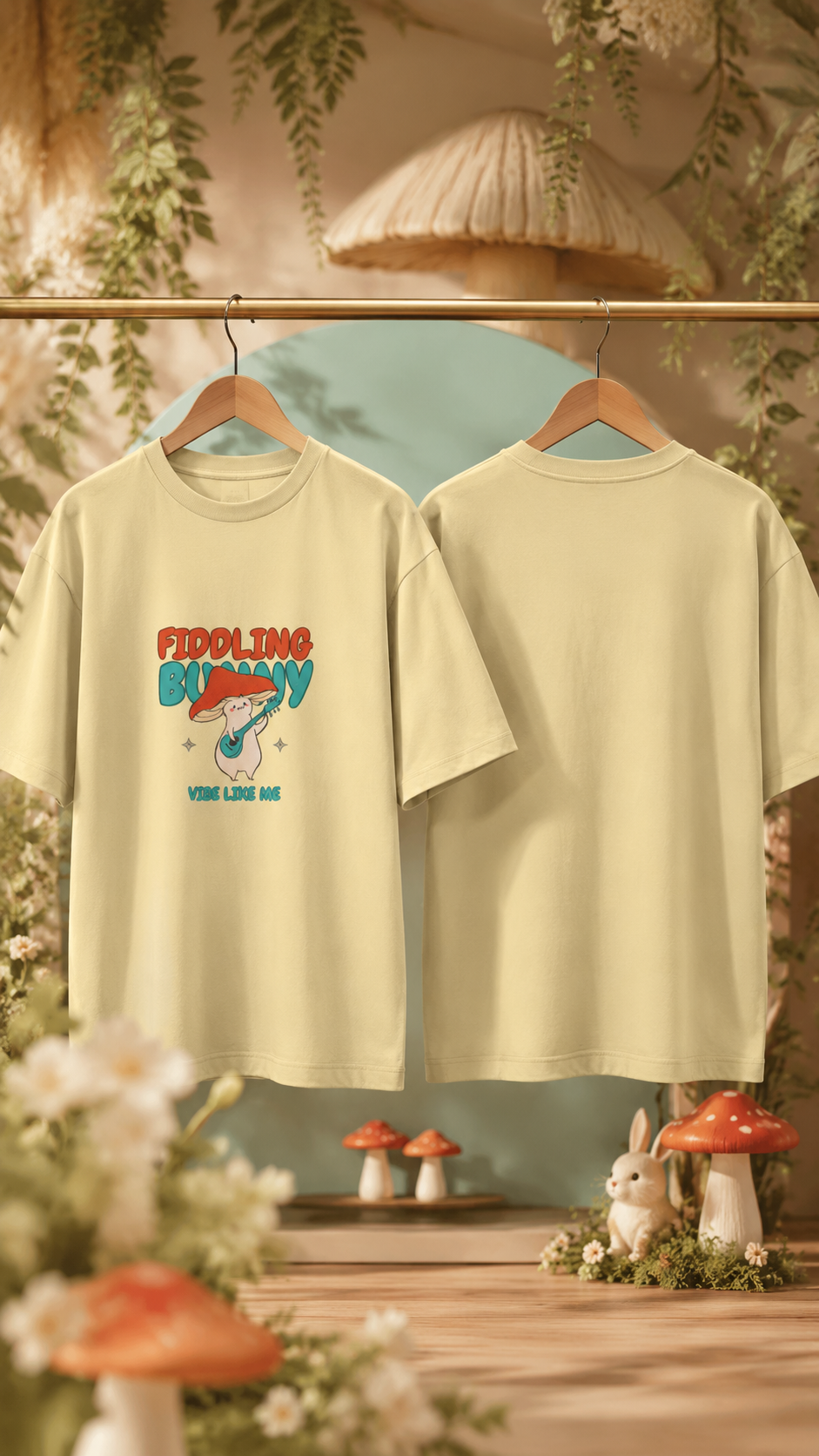 Fiddling Bunny – Men’s Oversized T-Shirt