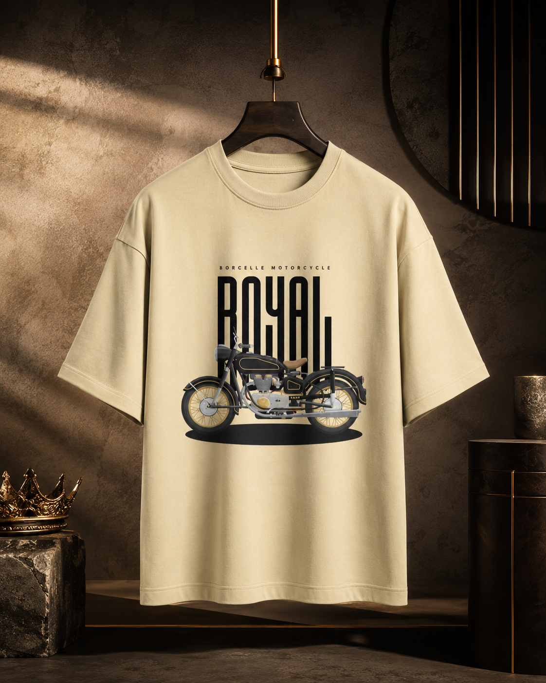 Classic Black Motorcycle Oversized T-Shirt for Men