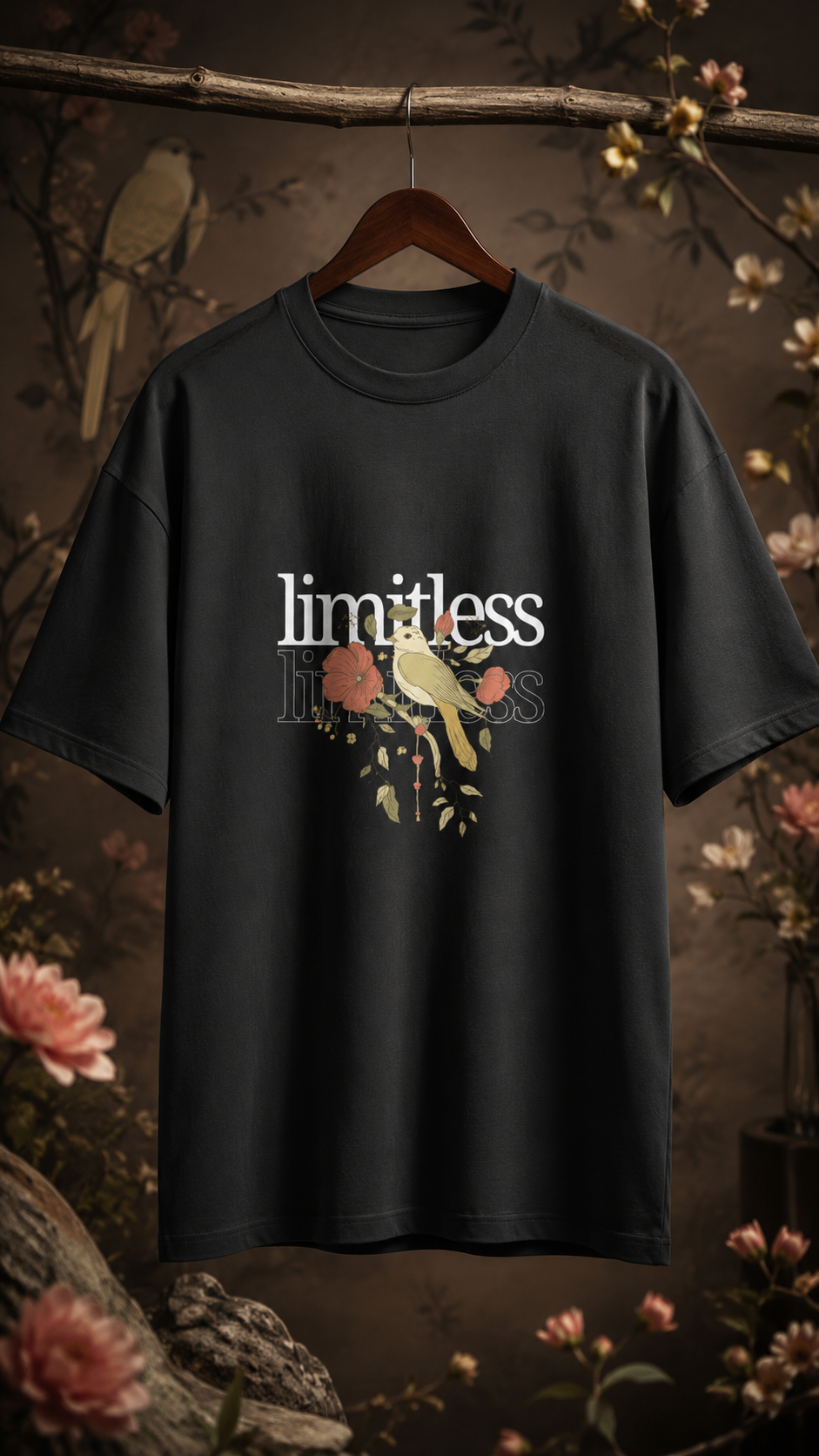 Limitless Floral Bird Oversized T-Shirt for Men